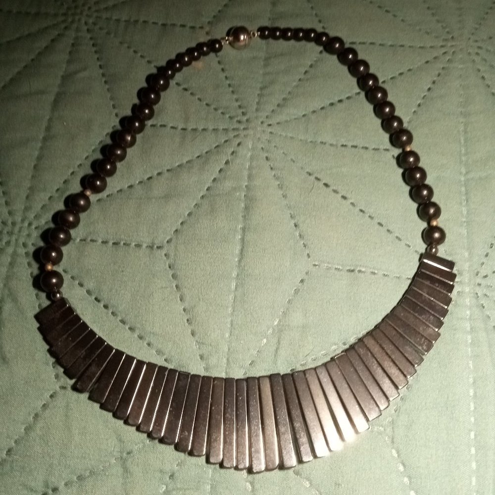 Hematite bib with Shungite beads